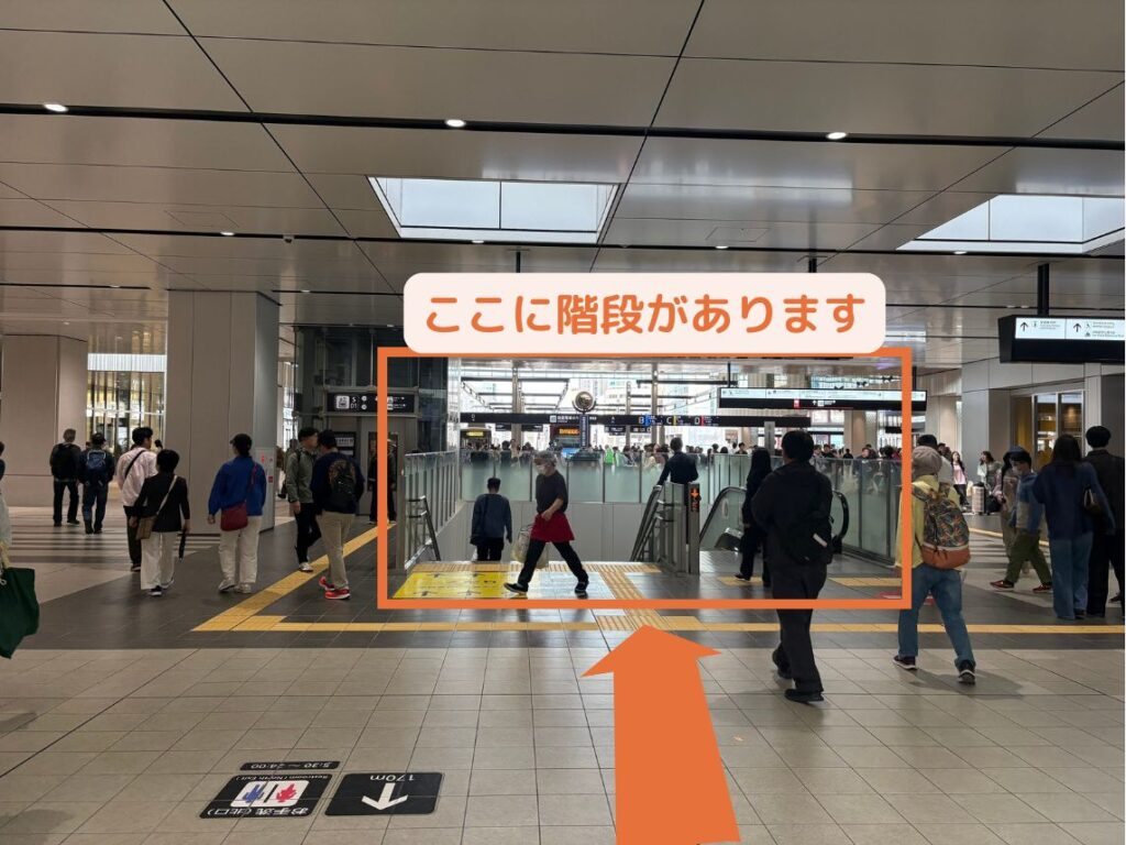 広島駅中央改札から右に進んだ先にあるタクシー乗り場への階段