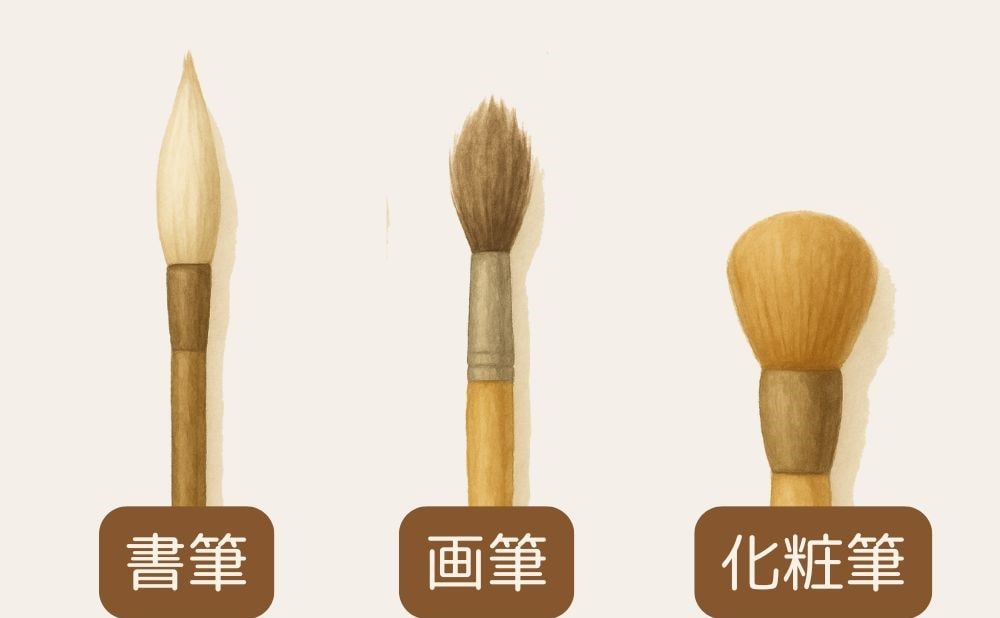 書筆、画筆、化粧筆のイラスト